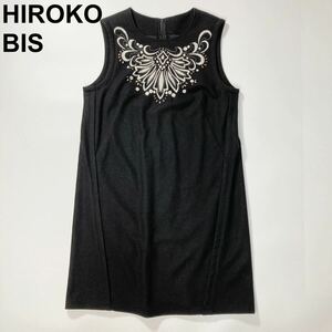 HIROKO BIS ヒロコビス ヒロココシノ ノースリーブ ワンピース 刺繍 装飾 9号 M レディース B42416-117