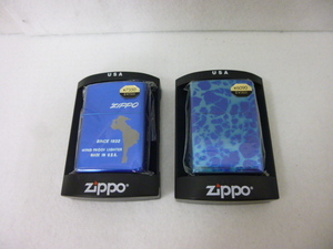 【40606・40607】Zippo ジッポー ライター 2点 ケース付 未使用保管品 / WIND PROOF LIGHTER / ブルーマーブル 