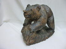 【M40472】 木彫り熊 熊彫 熊野の置物 1969年 民芸品 工芸品 彫刻 置物 昭和レトロ_画像1