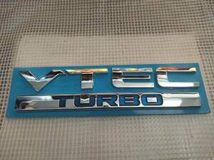【送料無料】VTEC TURBO 3Dエンブレム メッキシルバー 横15cm×縦4.3cm×厚さ5mm ⑥ ホンダ シビック タイプR ヴェゼル ジェイド