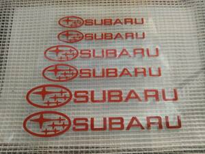 【送料無料】 SUBARU(スバル) 耐熱ステッカー レッド 大中小６枚セット ②