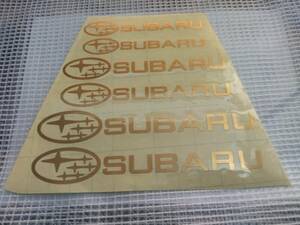 【送料無料】 SUBARU(スバル) 耐熱ステッカー ゴールド 大中小６枚セット ⑥