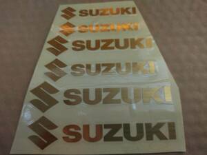 【送料無料】 SUZUKI(スズキ) 耐熱ステッカー ゴールド 大中小６枚セット ③