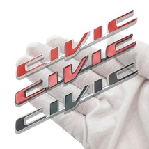 【送料込】CIVIC(シビック)　3Dエンブレム レッド／シルバー　縦2cm×横17.5㎝　⑥　ホンダ_画像4