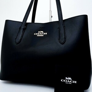 1円〜■美品■COACH コーチ ロゴ トートバッグ ビジネス ブリーフケース 大容量 A4 レディース メンズ レザー ブラック 黒