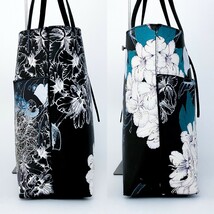 1円■美品■Desigual デシグアル 総柄 花 刺繍 ロゴ トートバッグ ビジネス 大容量 A4 レディース メンズ レザー ブラック黒 マルチカラー_画像6