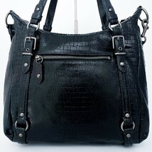 1円〜■超美品■COACH コーチ 2way クロコ チャーム スタッズ トートバッグ ビジネス 大容量 A4 レディース メンズ レザー ブラック 黒_画像3