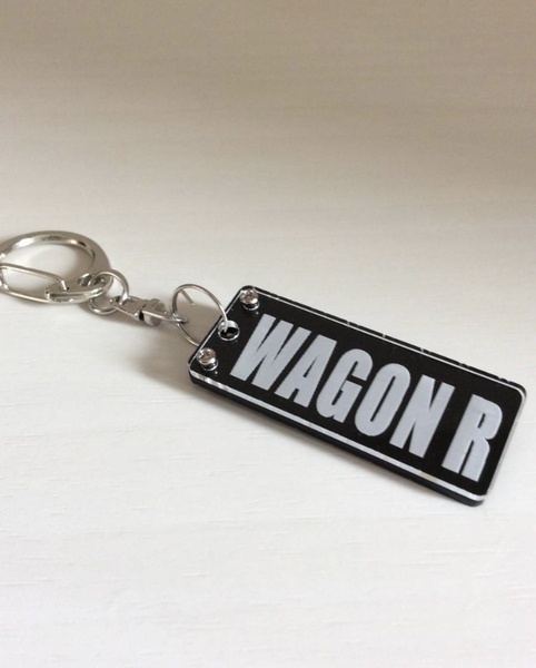 送料無料 WAGON R アクリルキーホルダー 高級使用の透明黒アクリル二枚重ね ワゴンR/スティングレート/スズキ/SUZUKI/軽用品/キーケース