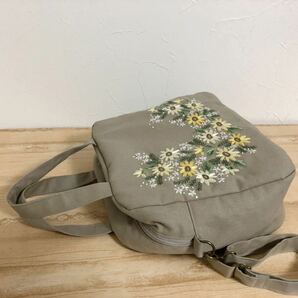 ハンドメイド☆手刺繍 マーガレット ボストン ショルダー ２WAYバッグ グレージュの画像8