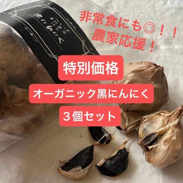 【3袋セット】オーガニック黒にんにく250g　有機JAS 自然栽培　無農薬　無化学肥料　美容　健康　天然サプリ　高ポリフェノール