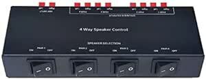 SENWIKATIN 4ゾーンスピーカーセレクター、パッシブ200W分配ボックス、4ペアのスピーカーを制御できる、スプリングクリッ