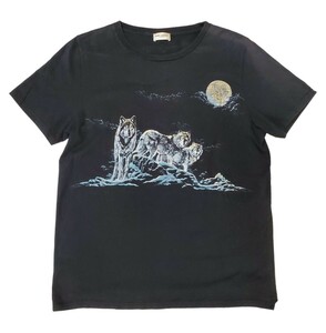 【Saint Laurent】16ss Wolf Moon Tシャツ サンローラン エディスリマン レアアイテム ブラック Tシャツ 黒 ビンテージ Mサイズ