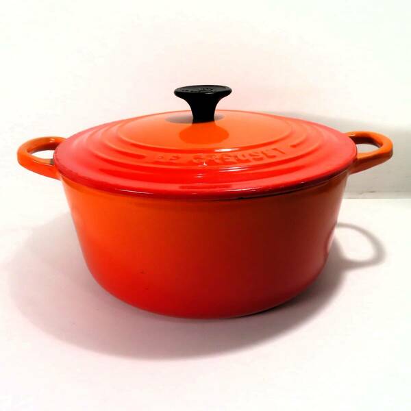 LE CREUSET ル・クルーゼ ルクルーゼ 鍋 両手鍋 直径22cm ココット・ロンド オレンジ