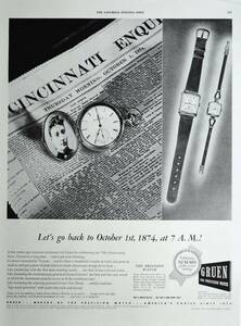 稀少！時計広告/1944年グリュエン 時計広告/Gruen Watches/懐中時計/W