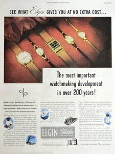 稀少・時計広告！1947年エルジン 時計広告/Elgin Watches/W