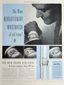 稀少！時計広告/1939年グリュエン 時計広告/Gruen Veri-Thin Watches/W