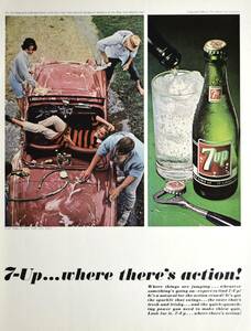 稀少！1965年セブンアップ広告/7up/ソフトドリンク/洗車/21