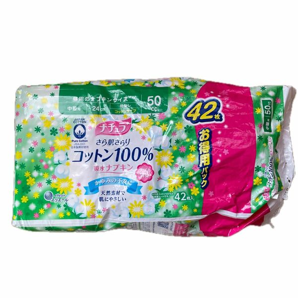 ナチュラ　さら肌さらりコットン100%吸水ナプキン(残数19枚)