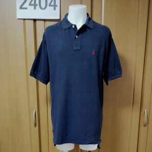 ポロラルフローレン半袖ポロシャツM/L　ネイビー　アメリカ製　Made in USA　Polo by Ralph Lauren