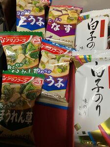 アマノフーズ　フリーズドライ味噌汁　とうふ2ほうれん草2なす2の5袋　白子のり　8枚切5枚2セット　インスタント