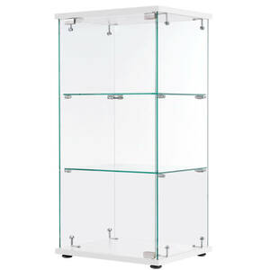 コレクションケース ガラスディスプレイキャビネット フィギュアケース 3段 ホワイト 強化ガラス 全面ガラス 幅42.5×奥行36.5×高さ86cm 