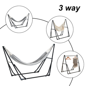 ハンモック （グレーハンモック+ホワイトチェア） 自立式 3 way ポータブルハンモック ハンガーフック 専用ケース付きチェアー 室内