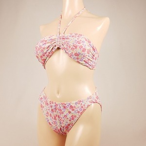 5013 beautiful goods lady's swimsuit small floral print print possible love appear halter-neck bikini 9M size cream series anonymity delivery 