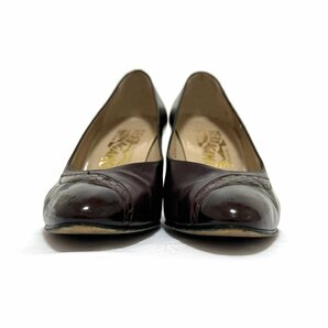 1円 サルヴァトーレ フェラガモ パンプス ラウンドトゥ ブラウン チョコ 茶 6 23cm Salvatore Ferragamoの画像4