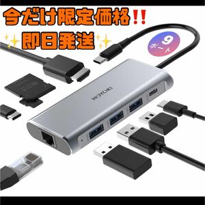 USB-C HUB ハブ　9in1ドッキングステーション　4kHDMI LAN