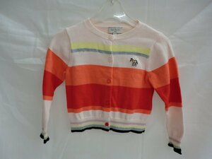 【Paul Smith BABY】　ポール・スミス・ベビー　キッズ　カーディガン　サイズ86ｃｍ　オレンジ×ピンク他　ボーダー柄　綿97％　SY03-I94*