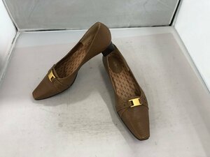 【TRUSSARDI】トラサルディ　レディスパンプス　ブラウン　レザー　24.5cm　ヒール3cm　SY02-EUQ