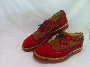 [INCH] дюймовый мужской обувь украшать обувь красный × бежевый замша 7.5 надпись SY03-N94*