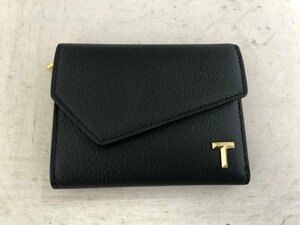 【TIFFANY＆Co】ティファニー（T&CO.）Tウォレット　二つ折り財布　ブラック　レザー　SY02-EJ1