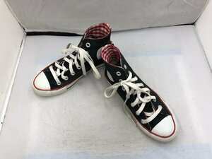 【CONVERSE】コンバースオールスター　レディスハイカットスニーカー　ブラック×レッド　チェック　キャンバス　23.5cm　SY02-EDK