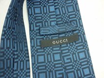 【GUCCI】グッチ　ネクタイ　セルリアンブルー×ブラック　シルク100％　SY01-DW9_画像5