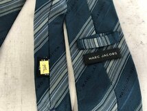 【MARC JACOBS】マークジェイコブス　ネクタイ　グレーブルー　ロゴ＆ストライプ柄　シルク100％　SY02-EQW_画像5