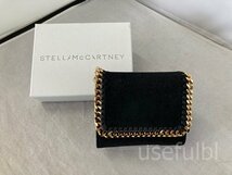 【STELLA McCARTNEY】　ステラマッカートニー　三つ折り財布　ポリエステル　ブラック　黒　ゴールドチェーン　SY03-AB7_画像1