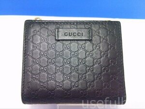 【GUCCI】 グッチ　マイクログッチ　シマレザー　ブラック　黒　コンパクト財布　二つ折り財布　SY03-Y80
