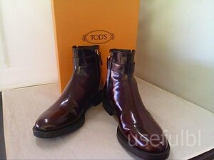 【TOD，S】　トッズ　ショートブーツ　GOMMA60C STIVALETTO Tロゴ　381/2表記　ダークブラウン系　SY03-Z70