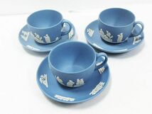 ■ 中古 現状品 WEDGWOOD ウェッジウッド ジャスパー カップ ソーサー ケーキ皿 セット まとめ売り ペールブルー 陶器 洋食器 _画像2