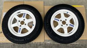 RAYS レイズ ボルクレーシング TE37 14インチ 5J 5.0J +35 PCD 100 4穴 2本 絶版 軽量 鍛造 MICHELIN ミシュラン X-ICE XI3 165/70R14 溝有