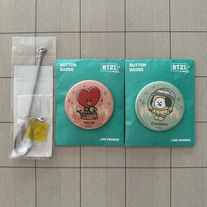 【新品】 BT21 カフェ cafe マドラー スプーン 缶バッジ セット