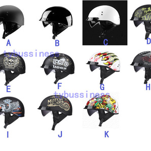 大人気オートバイハーフヘルメットバイクヘルメット 内蔵サングラス半キャップ ヘルメットM-XXLサイズ選択可能11色艶有り黒の画像3