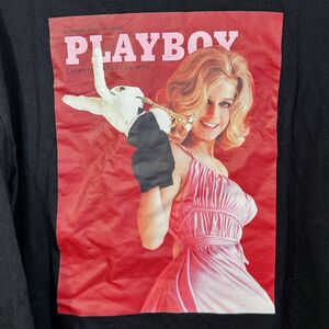 PLAYBOY プレイボーイ　バニーうさぎちゃん　黒長袖ロングTシャツ　ブラック　 HIPHOP パンクロック