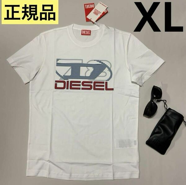 洗練されたデザイン　ディーゼル　DIESEL　 正規品　Tシャツ　T-DIEGOR-K74　ホワイト　XL　A12502 0GRAI　100%綿　新モデル