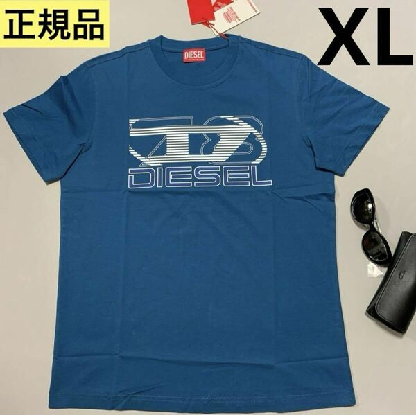 洗練されたデザイン　ディーゼル　DIESEL　 正規品　Tシャツ　T-DIEGOR-K74　ブルー　XL　A12502 0GRAI　100%綿　新モデル