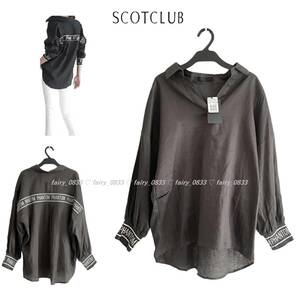 【送料無料】定価16000円 新品■SCOT CLUB スコットクラブ■ スタイリッシュなテープ装飾...♪抜け感バックテール☆スキッパーシャツ