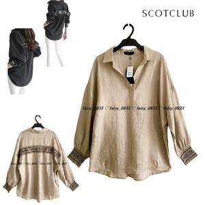 【送料無料】定価16000円 新品■SCOT CLUB スコットクラブ■ スタイリッシュなテープ装飾...♪抜け感バックテール☆スキッパーシャツ