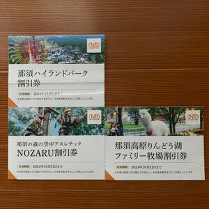 那須ハイランドパーク・那須高原りんどう湖ファミリー牧場・那須の森の空中アスレチックNOZARU割引券