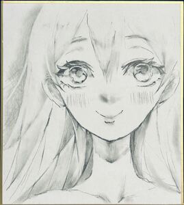 Art hand Auction Hand-drawn illustration original pencil drawing monochrome girl small size colored paper, comics, anime goods, hand drawn illustration